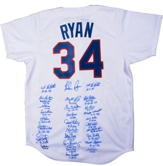 Nolan Ryan Jersey signed by 27 No-Hit Pitchers – 6 Hall of Famers – 5 Perfect Games 